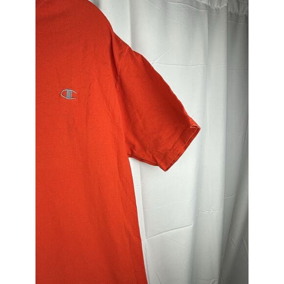 Champion ORANGE Silver Sewn Logo Heavyweight‎ Classic All Cotton T Shirt Men's L - Picture 3 of 8